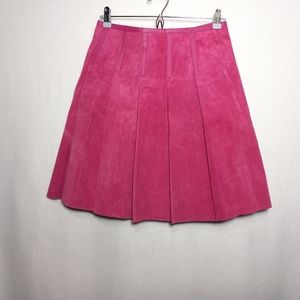 Bernardo 100% genuine leather suede pleated mini skirt women's size 8